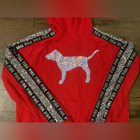 PINK VS RED BLING HOODIE / JOGGERS OUTFIT SET L - Picture 5 of 13